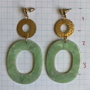 Modern Brass and Acrylic Oval Earrings